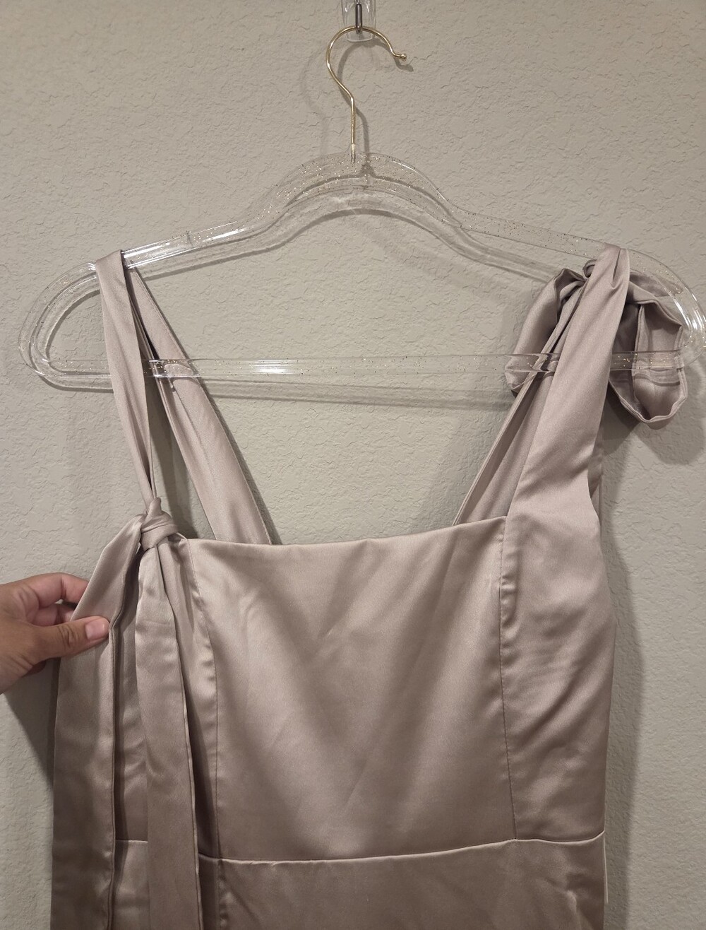 Show Me Your Mumy Satin Tie-Strap Slip Dress in Champagne